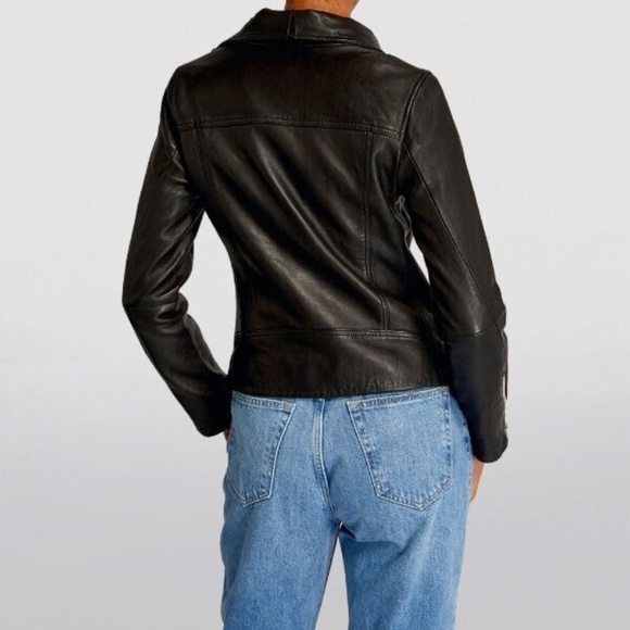 Unworn AllSaints Black Ellis High-Neck Biker Jacket - Picture 4 of 9